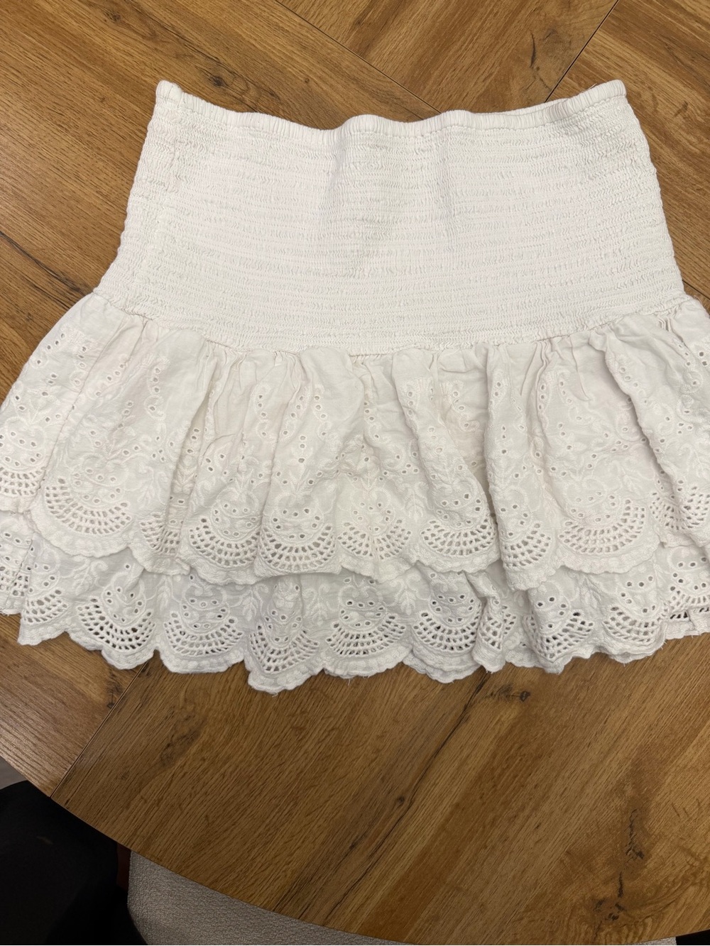 Jennifer&Grace - White Tiered Eyelet Mini Skirt